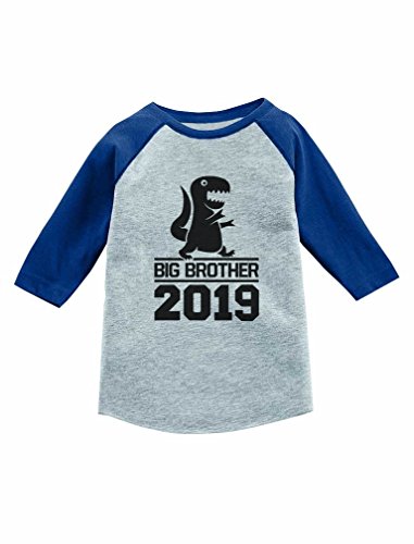 Gift for Big Brother 2019 T-Rex Boy 3/4 Sleeve Baseball Jersey Toddler Shirt 2T Blue (Best Gifts For Brother 2019)