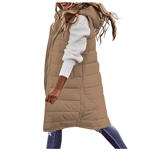 Long Puffer Vest Women With Hood Quilted Jacket Puffer Vest Oversized at Amazon