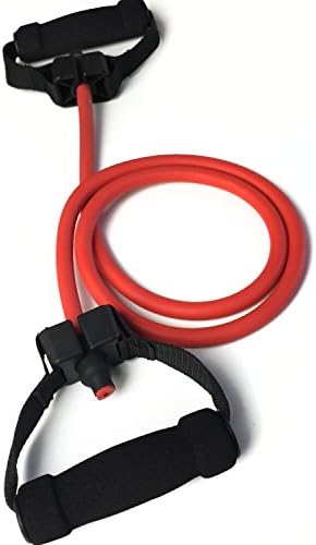 Quality Resistance Bands - Single And Adjustable Handles (Red (Heavy))