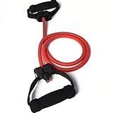 Quality Resistance Bands - Single And Adjustable Handles (Red (Heavy))