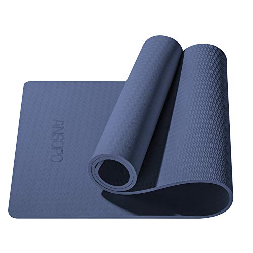 ANSOPO Tapete de Yoga Antideslizante con Premium Material ecológico TPE 10mm Agarre de Alto Rendimiento, Acolchado Ultra denso para Ejercicio, Yoga y Pilates（10mm）