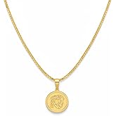 BeautyName Jesus Coin Necklace, Religious Charm Pendant Jewelry, 14k Gold Plated Christian Symbol for Women