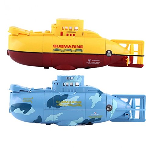 Rumfo Mini RC Water Boat Toy Remote Control Boat Plastic Model Submarine Ship Electric Toy Waterproof Diving in Water Indoor Toys for Fish Tank Pools Kids Gift (Blue) - Thumbnail 6