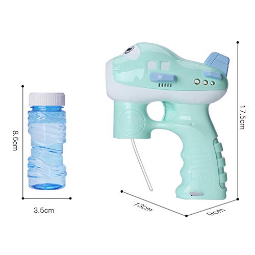 Bubble Gun, KIMILAR Bubble Shooter Gun Light Up Bubbles Blowers with LED Flashing Lights and Sounds Bubble Blowing Toys for Kids, Boys and Girls - 2 Bubble Solution and 3 AA Batteries Included (Green)