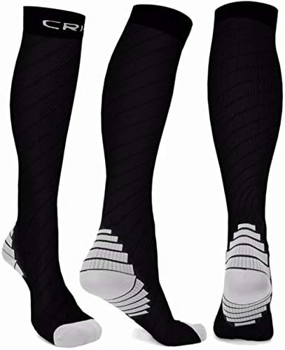 Mens Compression Socks Men Running Compression Stockings Support Hose Relief Thick Sock for Calves Pregnancy Maternity Circulation Women for Travel Nurses Nursing Work Flying 20-30mmhg Knee High