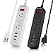 Poweradd 3-Outlet Power Strip 5ft Cord Charging Station with 3 Smart USB Ports - 2 Pack (Black+White)