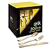 ASK 300 Disposable Gold Plastic Silverware Set, 100 Forks, 100 Spoons and 100 Knives – Heavy Duty Silverware for Weddings, Anniversaries, Birthdays, Picnics (Gold)