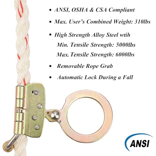 WELKFORDER Fall Protection Rope Grab With 2.25 Inch Connecting Eye Auto