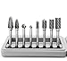 OSIDU Carbide Burr Set with 1/4'' Shank 8pcs Double Cut Solid Rotary Burr File Drill for Die Grinder Bits, Metal Wood Carving, Engraving, Polishing, Drilling