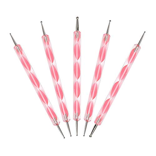 CHOP MALL 5pcs Ladies Beauty Box Dotting Pen Painting Pen Brush Kit Nail Art Tool Series Pink Pen