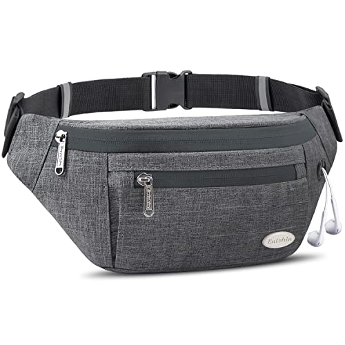 Entchin Fanny Pack for Women Men, Crossbody Bag with 4-Zipper