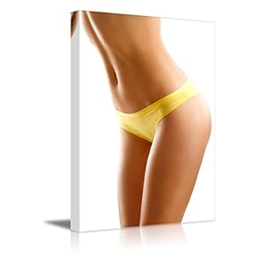Canvas Prints Wall Art - Sexy Underwear Model in Yellow Silk Panty - 12" x 18"