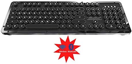 AzioUSA Retro Classic Bluetooth Onyx - Luxury Vintage Backlit Mechanical Keyboard, Black (MK-RETRO-L-BT-01-US)