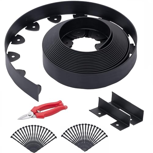40 Ft Landscape Edging, Garden Edging with 36 Pcs Spikes, 4 in Tall Plastic Edg…