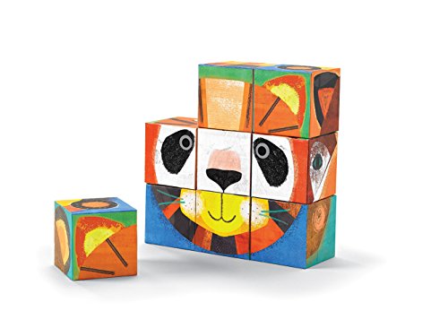 Crocodile Creek Make-A-Face Blocks Animal Mix & Match Block Stacking Set, 2.5"