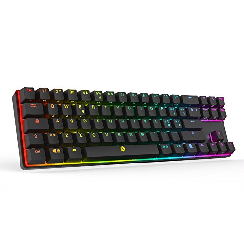 DREVO Calibur 72 Clave de Juego mecánico Teclado RGB LED retroiluminada Tenkeyless inalámbrico Bluetooth 4.0 -IT Layout (Switch Marrón, Negro)