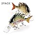Scotamalone Fishing Lures Bass Trout Lures 2 Pack 6 Segment 3D Eyes Tackle 6# High Carbon Steel Anchor Hooks Topwater Lifelike Multi Jointed Artificial Swimbait 3.93Inches/0.49Oz