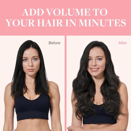 GOO GOO Adhesive Hair Extensions Natural Hair, 40 cm 120 g 7pcs, 1B Natural Black Real Human Hair Extensions