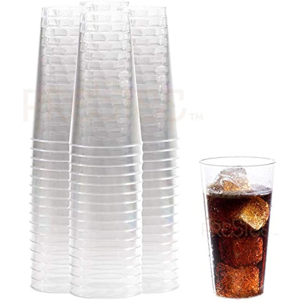 Large Cups Plastic 16 Oz Clear Drinking Glasses 100 Pack Disposable
