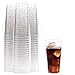 Plastic Drinking Glasses | Heavy Duty Clear Plastic Cups | Disposable Glasses | 16 oz Pint Cups - 100 Pack | Old Fashioned Tumbler Party Cups | ideal for Cocktails, Wine, Champagne, Juice. [Drinket Co