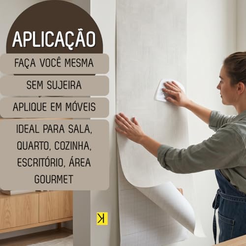 Papel De Parede Linho Branco Texturizado Adesivo 45cm x 5m