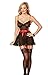 Lubricious Sexy Red and Black Lingerie Set with Cute Bow and Matching Stockings for Women for Sex (Black, Red) Medium