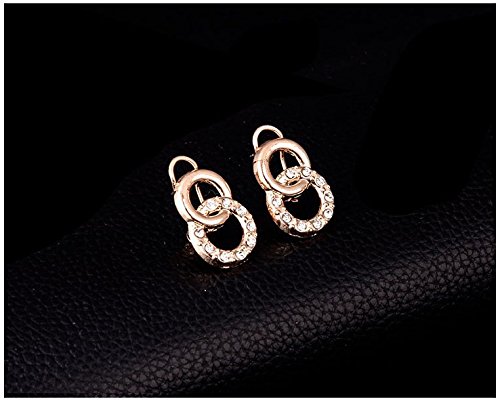 Spiritlele 4 PCS Crystal Jewelry Set Golden Chain Necklace Bracelet Ring Earrings Set For Women - Thumbnail 7