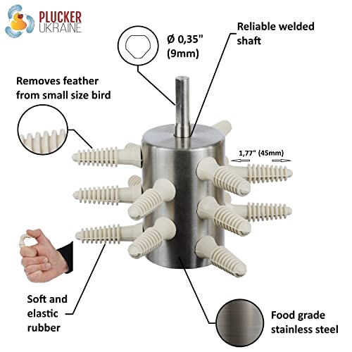 PluckerUkraine Quail Plucker Drill Attachment 8015 Small Stainless