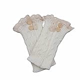 DZT1968® Short Crochet Knit Leg Warmer Boots Socks With Lace Trim For Women Girl (White)