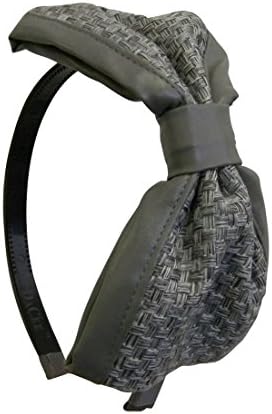 Grey Woven Bow Headband with Leather Edge Hair Bands (DaCee Designs)