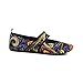 Nufoot Futsole Women's Soft-Sided Shoes for Indoors/Outdoors, Foldable & Flexible Footwear for Sport, Exercise, Yoga or Travel, Dance Shoes, Navy Blue Bohemian, Large