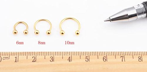 1pc 6mm*1.2mm gold color fashion trendy 316L stainless steel men's women's nose rings piercing lip ring pirecing body jewelry rainbow