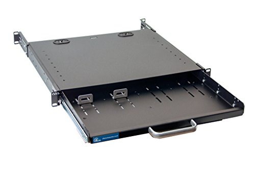 1U Compact rack mount keyboard drawer with retractable mouse pad for right or left hand operator supports 2 post and 4 post rack cabinet - Thumbnail 6