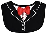 Black Tuxedo Bib with Red Bow Tie, Frenchie Mini Couture