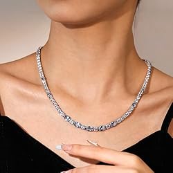 FANCIME Sterling Silver Created Aquamarine Tennis