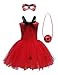 MYRISAM Girls Ladybug Costume Tutu Dress Kids Halloween Carnival Cosplay Fancy Dress Up Outfits w/Eye Mask Yo-Yo Bag 5-6T