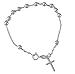 WIZARDPINS Catholic Italy Sterling Silver Rosary Beads Cross Bracelet 7.5