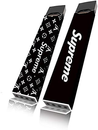 2 Pack - Juul Skin | Juul Wrap |Juul Vinyl | Juul Sticker | Juul Decal | Juul Charger Wrap | Juul Charger Skin | Juul Charger Decal (SupremeLVBlack & BlackSupreme)