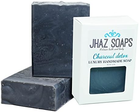 Activated Charcoal Soap with Tea Tree Essential Oil Detoxifying and Natural Face and Body Cleanser Black Soap Great for Dry Skin, Sensitive Skin, Psoriasis, Eczema, Acne, Pimples, Blemishes