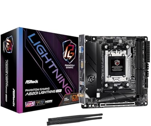 ASRock A620I Lightning WiFi DDR5 AM5 – Mini-ITX Mainboard, Sockel AM5, Schwarz