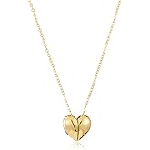 ALOURA 14K Gold Plated Heart Pendant Necklace for Women – Split Double Heart Design, Adjustable Chain, Non-Tarnish Gold Plated Jewelry Gift