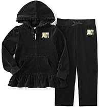 Juicy Couture Girls' 2 Piece Velour Hooded Jacket and Pant Set