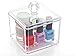 Kamay's Monolayer Transparent Multi-Function Cubes Acrylic Cotton Swab Cotton Ball Cotton Pad Dispenser Holder Container Make Up Organiser With Lid (D)
