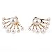 1Pair Women Lovely Crystal Earrings Pearl Ear Stud Front and Back Earbob