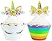 Unicorn Cupcake Topper and Wrapper for Kids Party Supplies - 24 Sets of Toppers and Wrappers