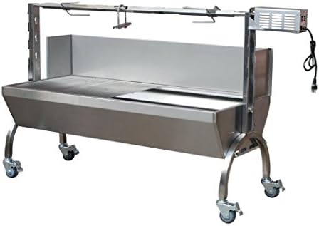 Zoato 125 LBS Chicken Pig Spit Roaster 45" Rotisserie Spit Rod Stainless Steel BBQ Charcoal Grill 25W Electric Motor With Wind Deflector