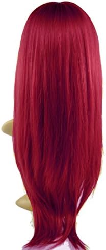 Leyee Charming Fashion Long Straight Wig Kanekalon Fiber Synthetic Women Wigs with Neat Bangs (#39 Wine Red)
