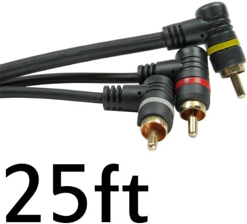 Right to Right Angle 3 RCA Cable (25 ft foot Triple RCA (AUDIO/VIDEO))