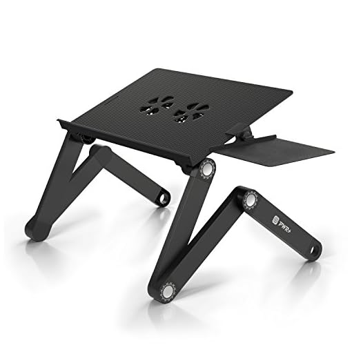 PWR+ Laptop Table Stand Adjustable Riser Portable with Mouse Pad Fully Ergonomic Mount