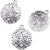 Cauaoa 20 Pcs Charms Shell Starfish Antique Silver Pendants for Making Bracelet Necklace Jewelry Findings Making Accessory,for DIY Bracelet Necklace Keychain Charms (25x21mm)